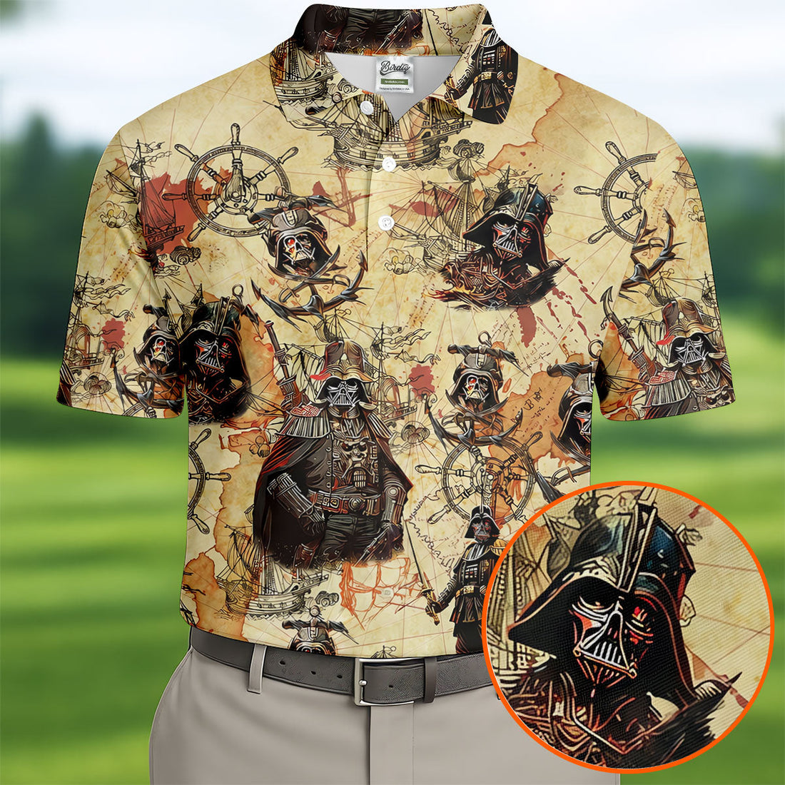 Sci-fi Character Pirate Theme Hawaiian Golf Shirt, Men's Golf Shirt, Polo Shirts For Men