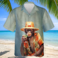 Tropical Monkey Mist Blue Hawaiian Golf Shirt, Men's Golf Shirt, Polo Shirts For Men