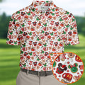 Cute Christmas Dessert Pattern Golf Tops For Men, Cartoon Character Polo Shirts For Men, Christmas Golf Shirt