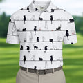 Cute Black and White Cats Pattern Golf Shirt, Men's Golf Shirt, Golf Polo Shirts For Men