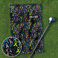 Cancer Awareness Ribbons Golf Towel, Unique Gift For Golfer, Christmas Golf Gift, Golf Accessories