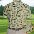 Mushroom Pattern Hand-drawn Art Hawaiian Golf Shirt, Men's Golf Shirt, Polo Shirts For Men