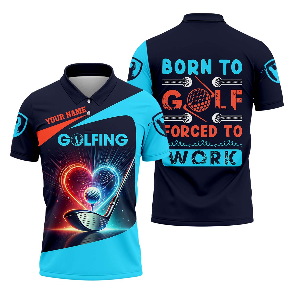 Born To Golf Force To Work Funny Golf Polo Shirt, Golfing Apparel, Funny Golf Polos, Golf Gift For Men