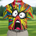 Screaming Face Colorful Retro Hawaiian Golf Shirt, Men's Funny Golf Shirts