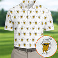 Cartoon Beer Mug Golfer Pattern Golf Polo Shirt, Polo Shirts For Men, Printed Golf Shirts