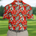 Casino Golf Pattern Red Hawaiian Golf Polo Shirt, Mens Golf Polo, Polo Shirts For Men