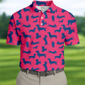 Funny Dachshund Pink And Navy Cute Golf Shirt, Men's Funny Golf Shirts, Golf Shirts For Men