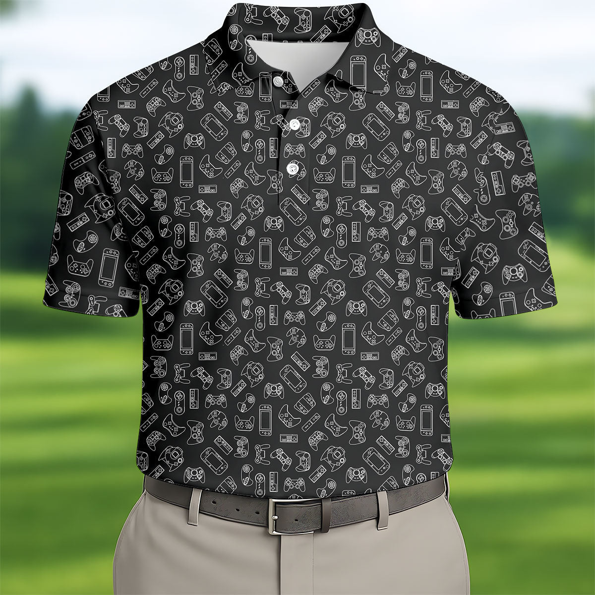 Video Game Controller Seamless Pattern Hawaiian Golf Shirt, Men's Golf Shirt, Polo Shirts For Men