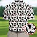 Xmas Black Cat Polo Shirts For Men, Christmas Golf Shirt, Golf Gift For Men, Christmas Golf Shirt