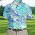 Pastel Gradient Feather Hawaiian Golf Shirt, Golf Tops For Men, Golf Shirts For Men
