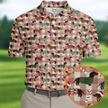 Christmas Dachshund Pink Checkered Golf Tops For Men, Christmas Golf Shirt, Polo Shirts For Men