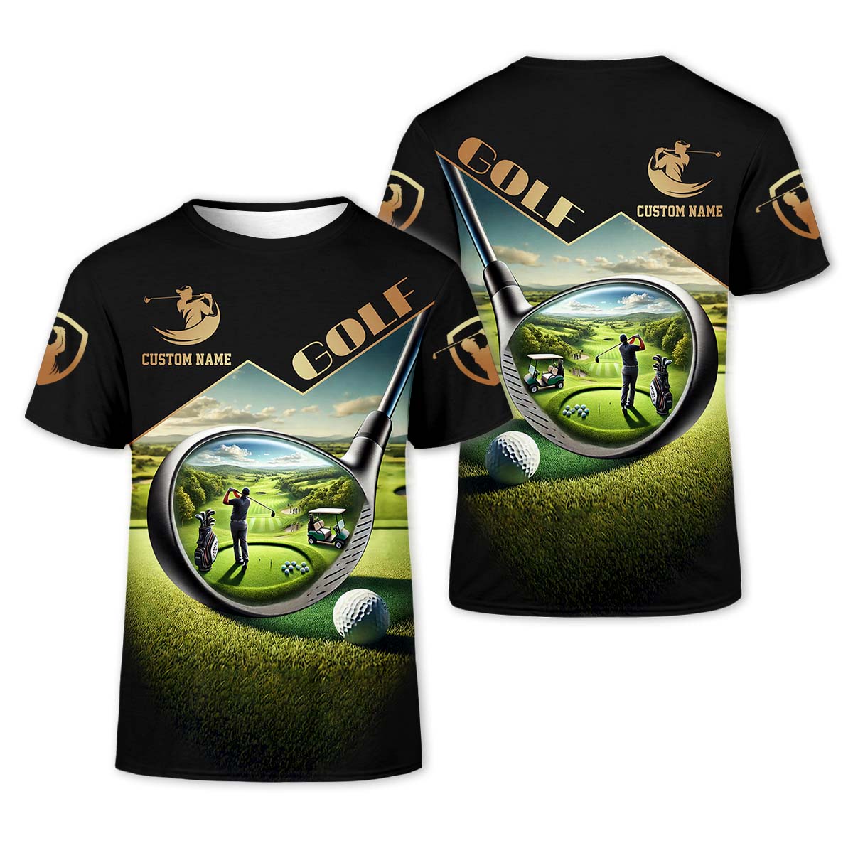3D Golf Club, Custom Name Men's Golf Polo Shirt, Funny Golf Shirt, Golf Lover Gift