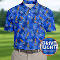 Drive Light Golf And Beer Tropical Pattern Fun Golf Shirt, Golf Tops For Men, Golf Shirts For Men