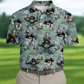 Pirate Captain Skulls, Kraken Tentacle Design Design Hawaiian Golf Polo, Golf Tops For Men, Golfing Apparel