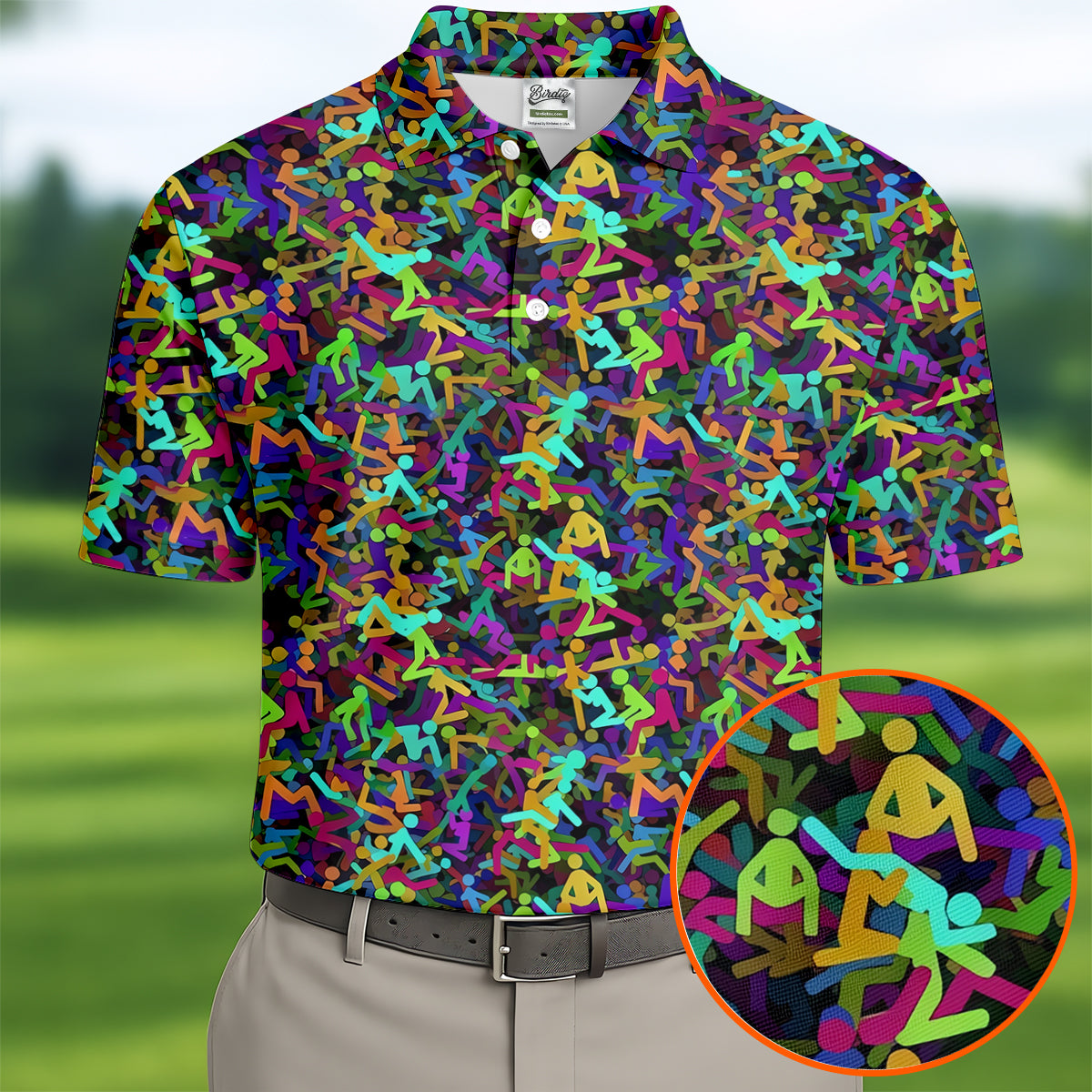 Colorful Abstract Golf Pattern Polo Shirt, Mens Golf Shirts, Hawaiian Golf Shirt