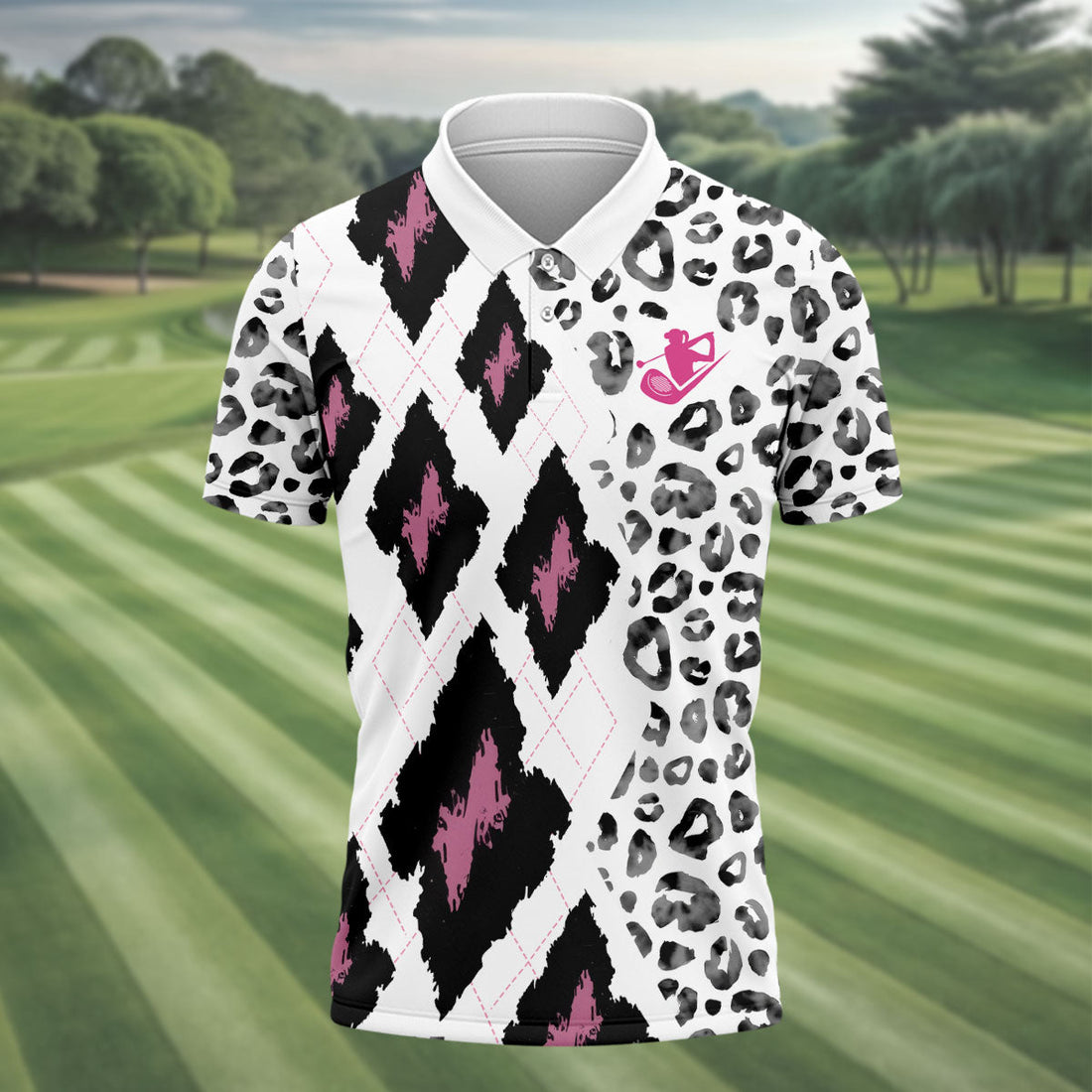 I Asked God For Partners In Crime He Sent Me My Crazy Golfing Friends Leopard Print Golf Shirt, Fun Womens Golf Shirts
