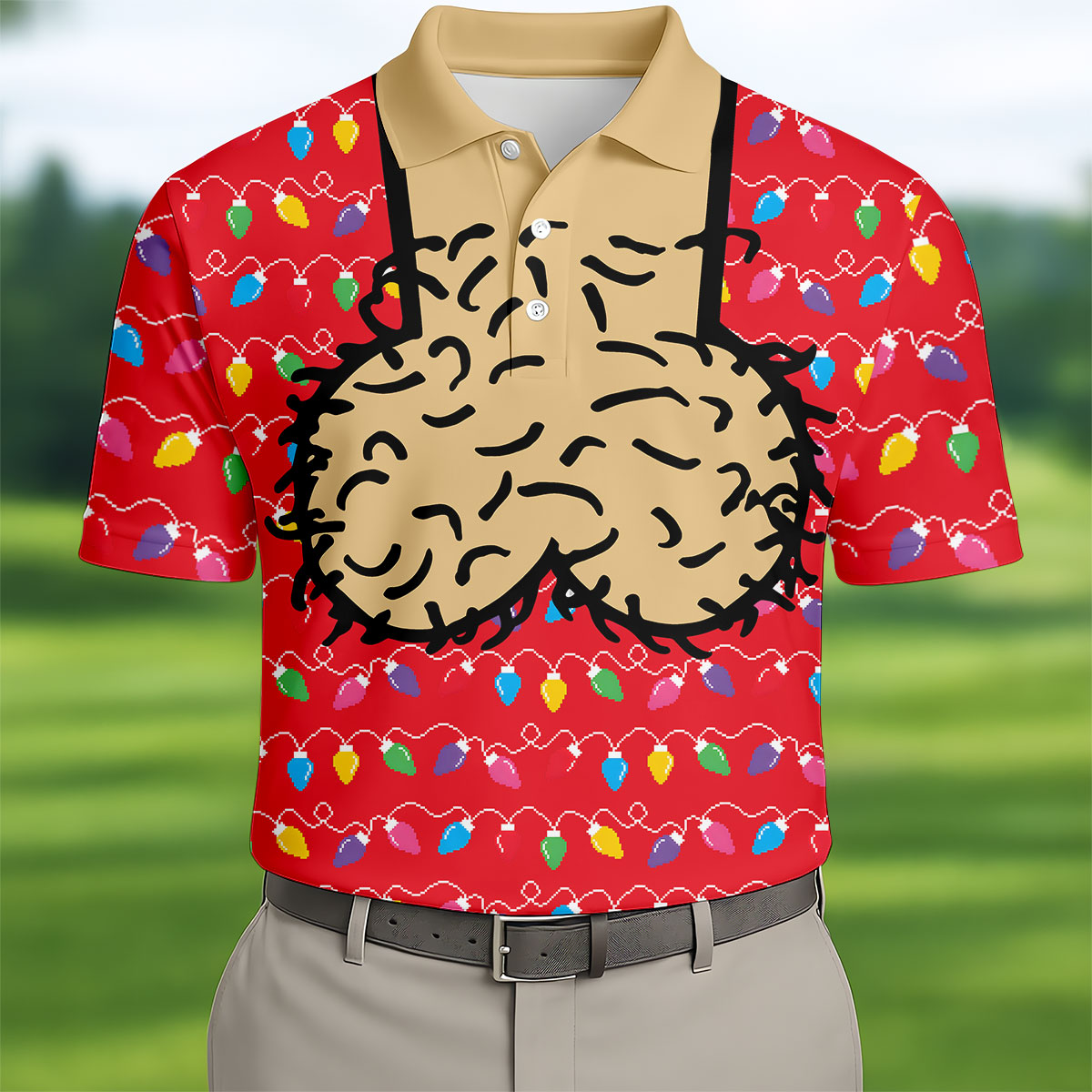 Cheeky Lights Christmas Golf Shirt, Mens Golf Shirts, Golf Apparel For Men
