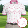 Pink Ribbon Golf Clubs Breast Cancer Polo Shirt, Golf Shirts For Men, Mens Golf Apparel