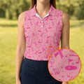 Awareness Ribbon Light Pink Golf Shirt, Cancer Awareness Shirt, Ladies Golf Shirts, Golfing Apparel