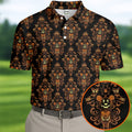Haunted Face Wallpaper Halloween Golf Polo Shirt, Golf Polo For Men, Golf Apparel Shirt
