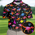 Dinosaur Lover Colorful Golf Shirt, Men’s Golf Shirt, Golf Polo Shirts For Men