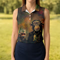 Monkey Gentleman Vintage Oak Hawaiian Golf Polo, Golf Tops For Women, Golfing Apparel