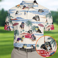 Tropical Bernese Mountain Dog Beach Hawaiian Golf Polo Shirt, Printed Golf Shirts, Golf Apparel For Men