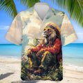 Lion Dreamscape Mist Hawaiian Golf Polo, Golf Tops For Men, Golfing Apparel