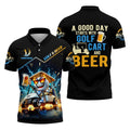 A Good Day Starts With Golf Cart & Beer Custom Golf Polo Shirt, Funny Golf Shirt, Golf Gift For Men