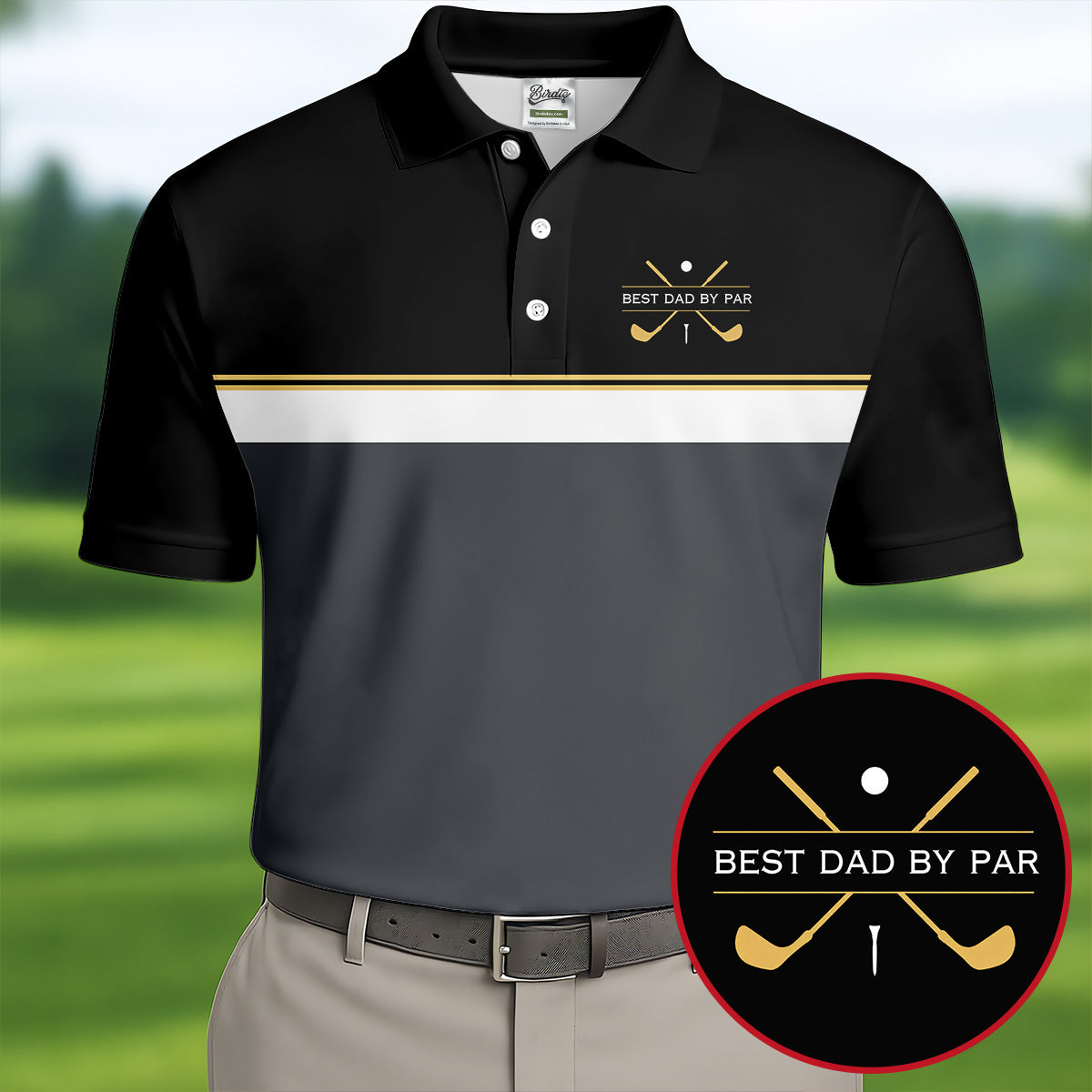 Best Dad By Par Black And Grey Dad Golf Shirt, Father's Day Golf Gift, Polo Shirts For Men