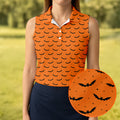 Spooky Bats Orange Halloween Golf Shirt, Ladies Golf Tops, Golf Gifts For Women, Golfing Apparel