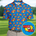 Whack F*ck Comic Golf Ball Blue Polo Shirt, Funny Golf Shirt, Golf Shirts For Men