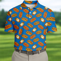 Blue Hot Dog And Fried Egg Pattern Golf Shirt, Hawaiian Golf Shirt, Mens Golf Shirts, Golf Apparel For Men
