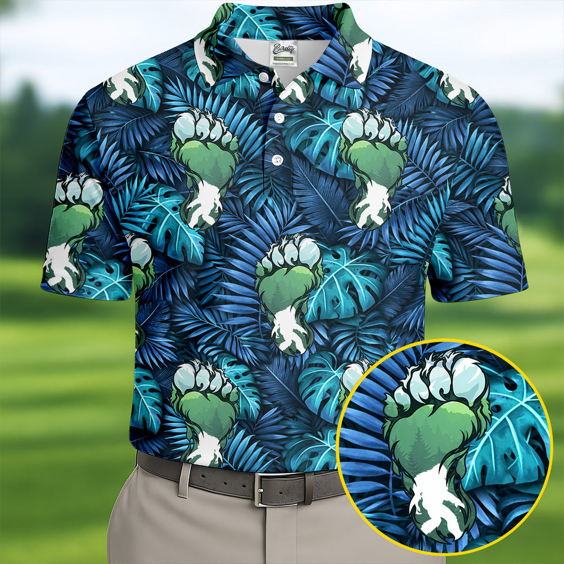 Funny Zombie Hulk Hand Tropical Golf Polo Shirt, Hawaiian Golf Shirt, Golf Shirts For Men