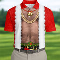 Funny Santa Gold Chain Christmas Golf Shirt, Mens Golf Polo, Golf Apparel For Men