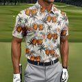 Tropical Palm Trees and Frosty Beer Mug Hawaiian Golf Polo, Golf Tops For Men, Golfing Apparel