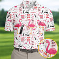 Par Then Bar Flamingo Golf Shirt, Tropical Party Polo Shirts For Men, Golf Shirts For Men