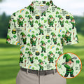 Happy St Patrick's Day Gnomes Shamrock Golf Shirt, Men's Funny Golf Shirts, Golf Shirts For Men