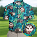 Playful Opossums Among Tropical Leaves Hawaiian Golf Polo, Golf Tops For Men, Golfing Apparel