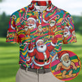 Funny Tropical Santa Christmas Polo Shirt, Mens Golf Polo, Christmas Shirts For Men