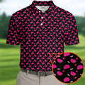 The Pink Taco Seamless Pattern Black Golf Shirt, Golf Tops For Men, Tacos Lover Golf Gift For Men