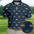 Navy Crocodile Pattern Golf Shirt, Mens Polo Shirt, Golf Shirts For Men, Performance Golf Shirt