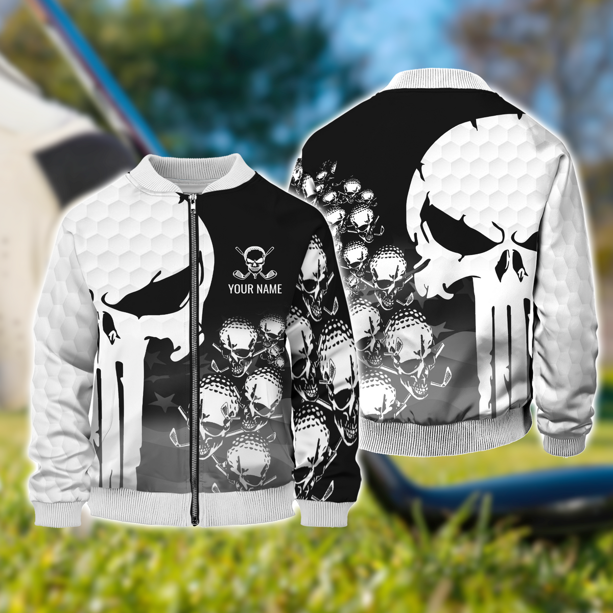 Punisher Skull Golf Polo Shirt, Skull 3D Art Shirt, Golfing Apparel, Gift For Golfers