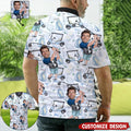 Custom Photo Funny Golf Polo Shirts With Faces, Hilarious Golf Shirts For Dad