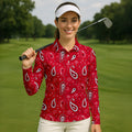 Paisley Bandana Funny Long Sleeve Polos Womens, Custom Ladies Golf Shirt