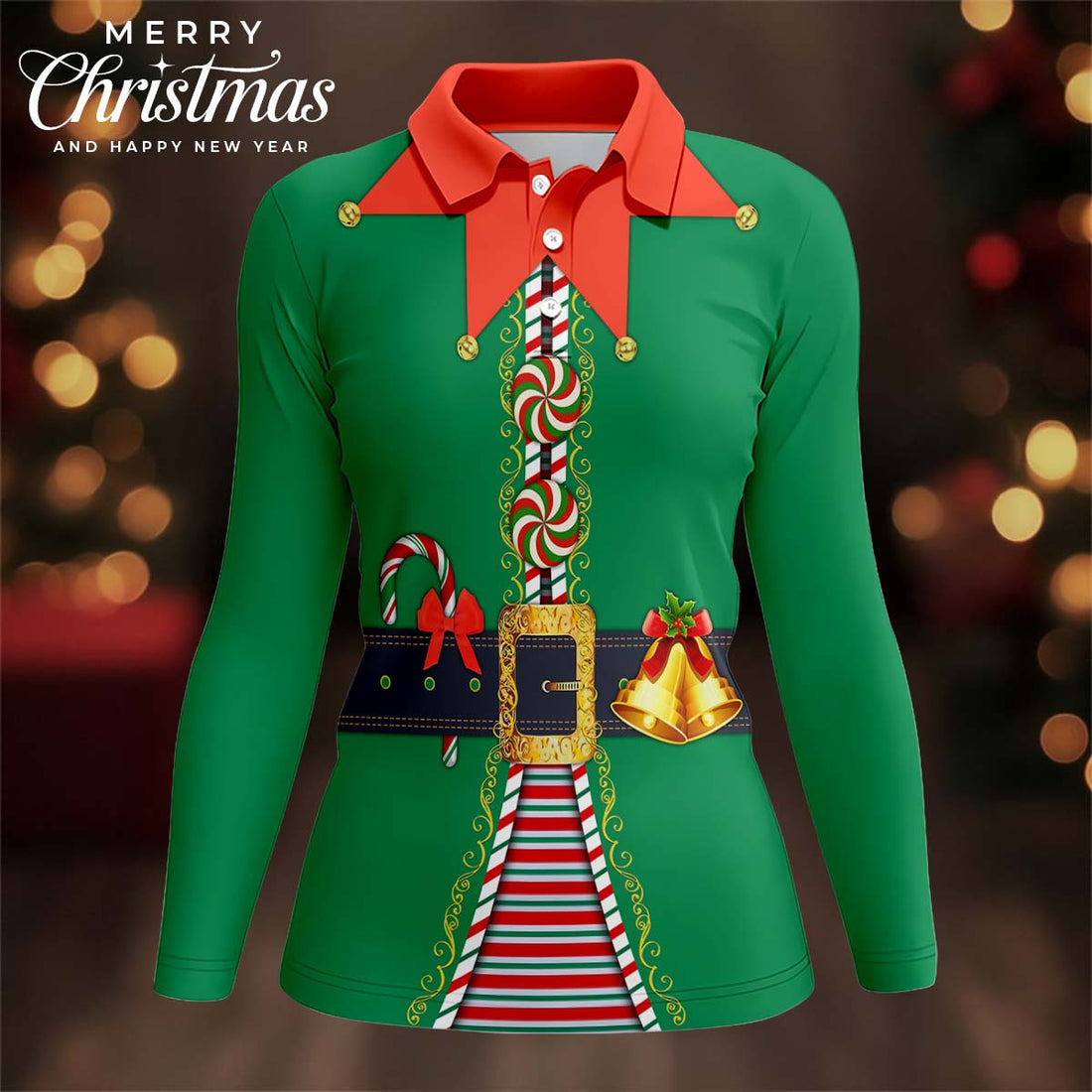 Funny Christmas Elf Cute Women's Golf Clothes, Ladies Golf Shirts, Christmas Golf Shirt