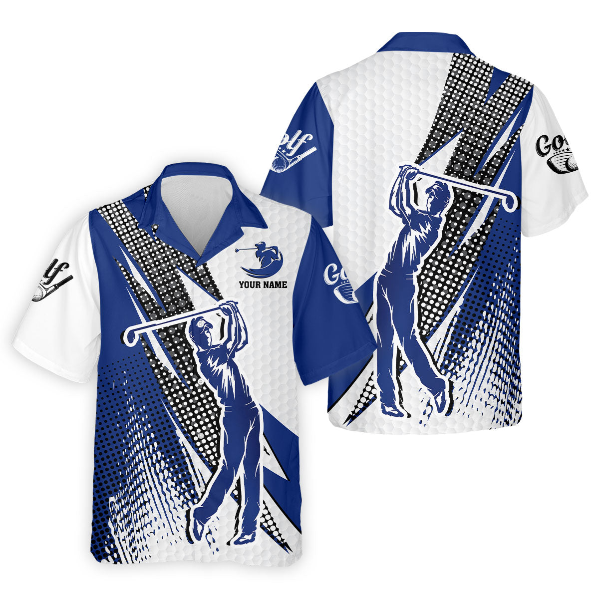 Blue White Golf Men's Golf Polo Shirt, Customized Golf Polos, Mens Golf Gift, Funny Golf Shirt