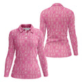 FREE SOCKS Funny Stick Figure Womens Golf Shirt, Breast Cancer Awareness Shirt, Pink Golf Shirt, Ladies Golf Shirt