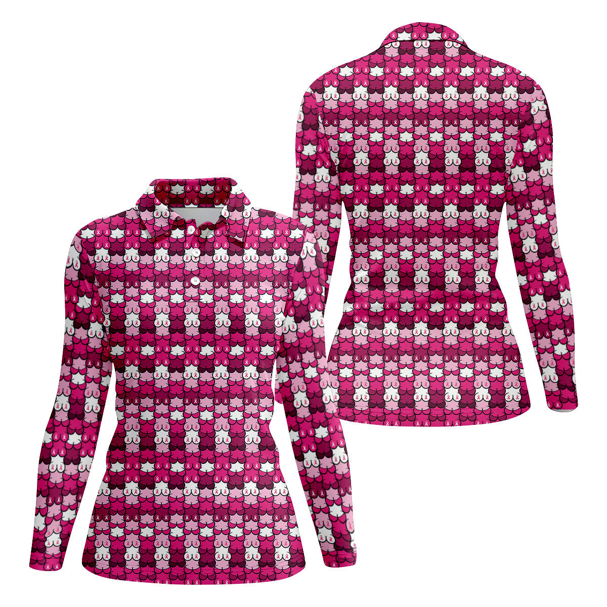Breast Cancer Awareness Ribbon Womens Golf Shirt, Breast Cancer Awareness Shirt, Ladies Golf Shirt