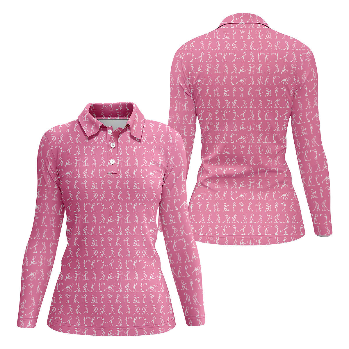 Funny Stick Figure Womens Golf Shirt, Pink Golf Shirt, Ladies Golf Shirt, Funny Golf Shirt Women